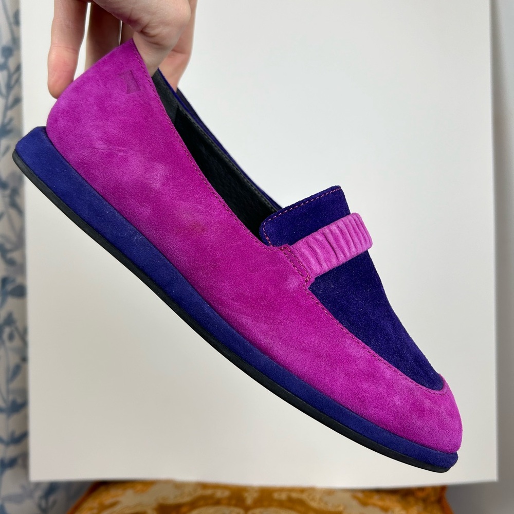 Camper Two-Tone Purple and Magenta Suede Loafers - Picture 3 of 10